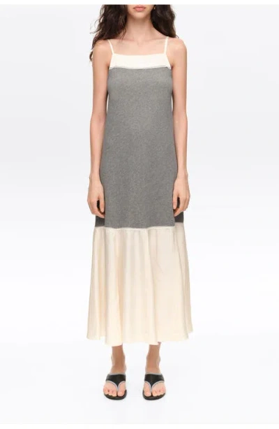 Bimba Y Lola A-line Two-material Midi Dress In Gray
