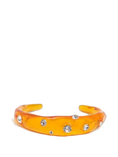 Bimba Y Lola Amber Resin And Crystals Rigid Bracelet In Orange
