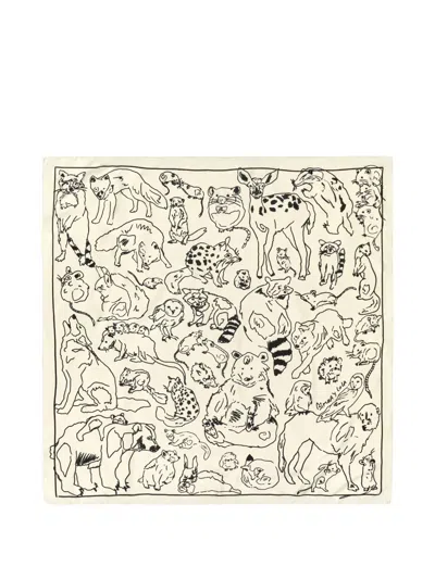 Bimba Y Lola Animal Handkerchief Sketch Off White