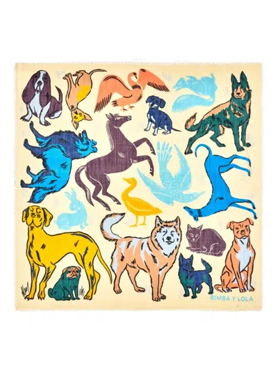 Bimba Y Lola Animal-print Fringed Scarf In Multi