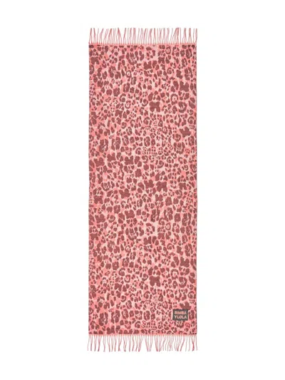 Bimba Y Lola Animal-print Fringed Scarf In Pink