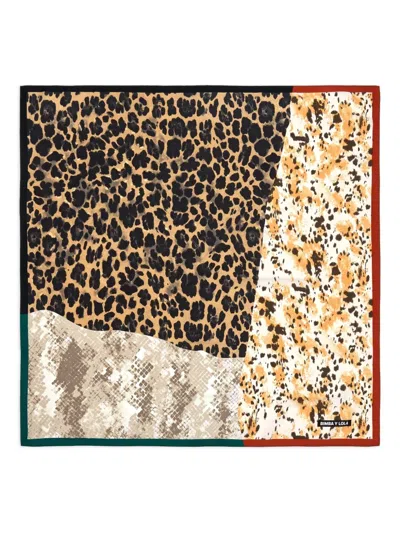 Bimba Y Lola Animal-print Patchwork Scarf In Multi