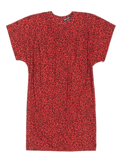 Bimba Y Lola Animal-print Short-sleeve Dress In Red