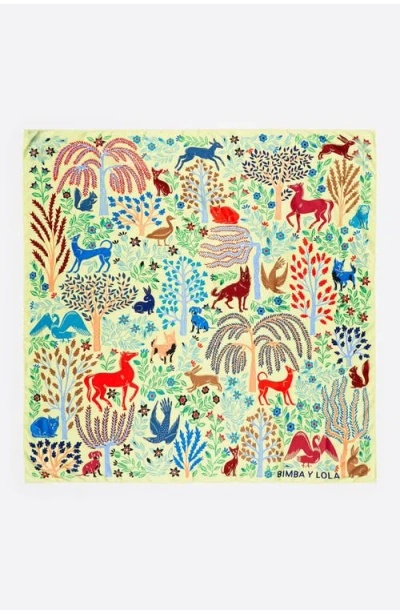 Bimba Y Lola Animals Vegetation Scarf In Yellow