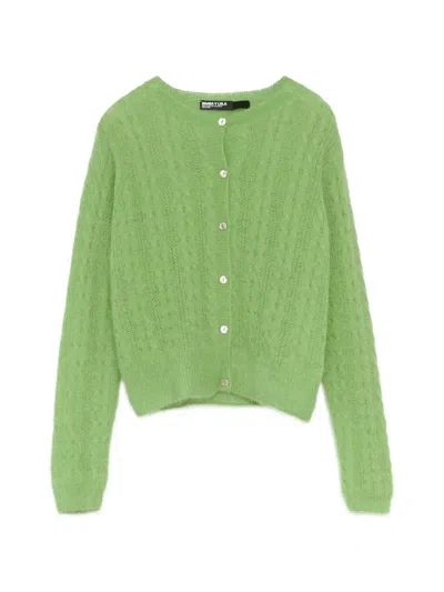 Bimba Y Lola Apple-green Boxy Mohair Cardigan