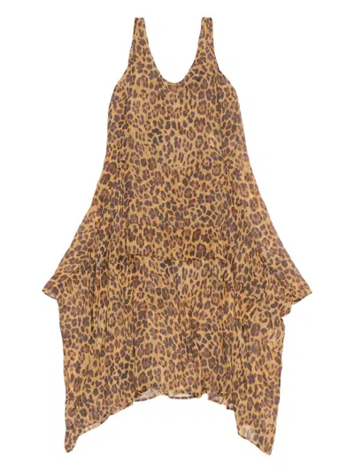 Bimba Y Lola Asymmetric Dress In Brown