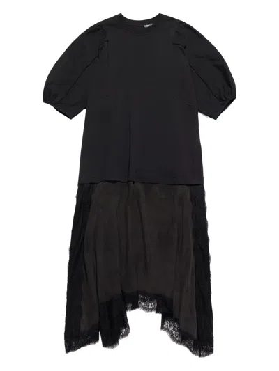 Bimba Y Lola Asymmetric Midi Dress In Black