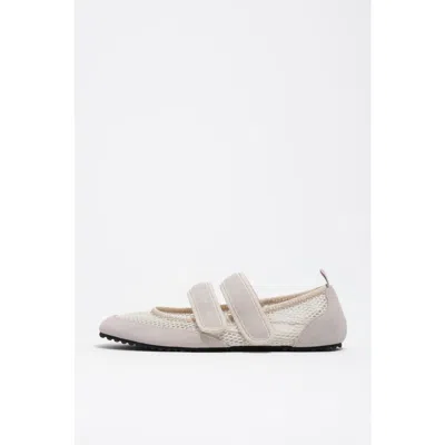 Bimba Y Lola Mesh-detail Strap Ballerina Shoes In White
