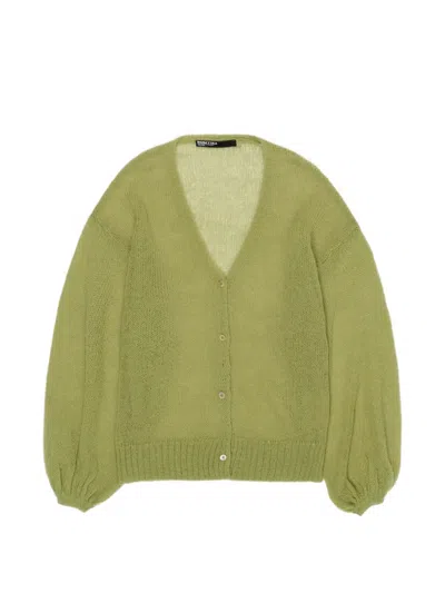 Bimba Y Lola Balloon-sleeve Cardigan In Green