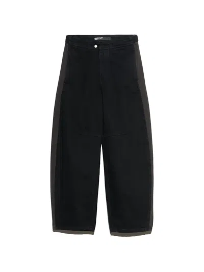 Bimba Y Lola Barrel Black Two-tone Adjustable-waist Denim Trousers