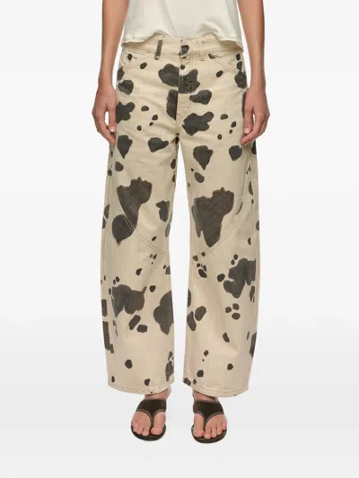 Bimba Y Lola Barrel Pony Denim 5-pocket Trousers In Neutral
