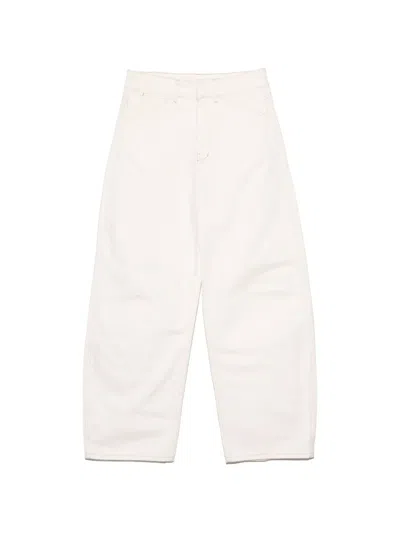 Bimba Y Lola Barrel- White Denim 5-pocket Trousers In Neutral