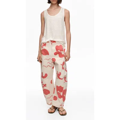 Bimba Y Lola Barrel-leg Cotton Ankle Trousers In White
