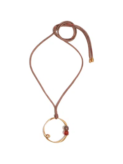 Bimba Y Lola Beaded Circle-pendant Necklace In Brown