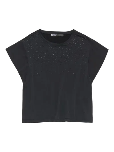 Bimba Y Lola Kids' Beaded-detail Short-sleeve T-shirt In Black