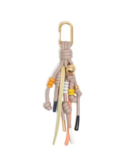 Bimba Y Lola Beaded Knotted Keyring In Neutral