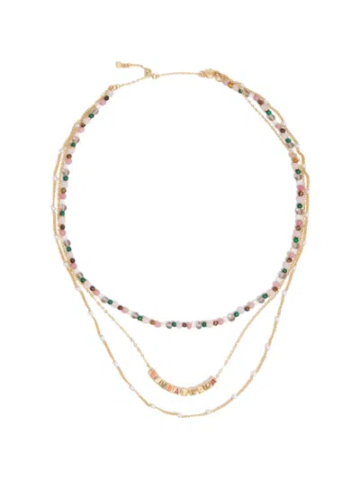 Bimba Y Lola Beaded Logo Necklace In Gold