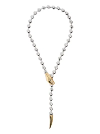 Bimba Y Lola Beaded Snake Necklace In Metallic