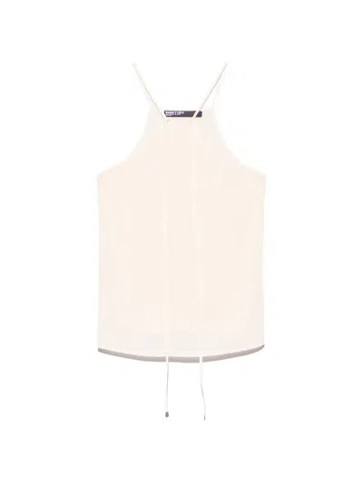 Bimba Y Lola Beige Halterneck Top With Tie In Neutral