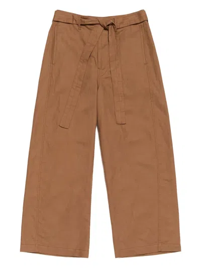 Bimba Y Lola Belted Cropped Trosuers In Brown