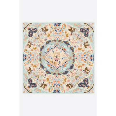 Bimba Y Lola Birds Circular Composition Shawl In Blue