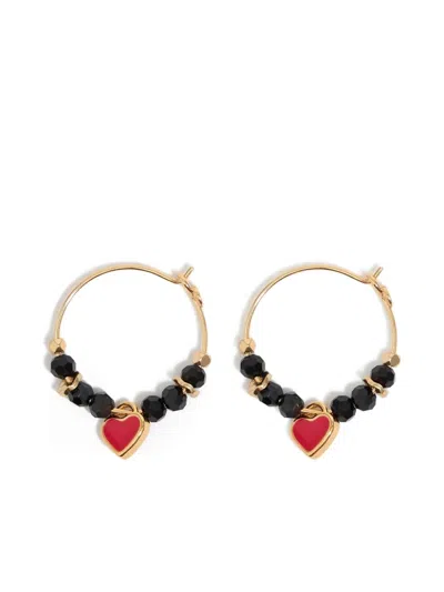 Bimba Y Lola Heart-crystal Hoop Earrings In Gold