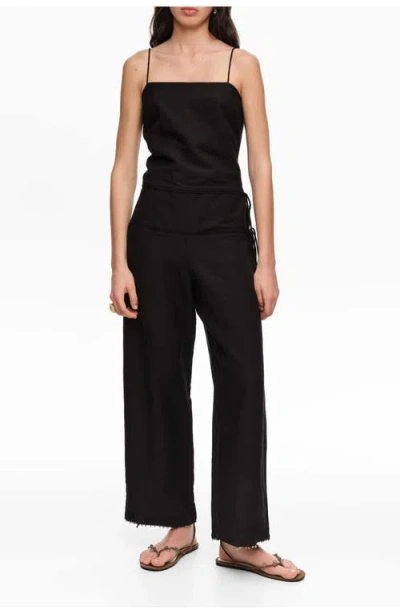 Bimba Y Lola Black Jumpsuit With Adjustable Waist And Stones