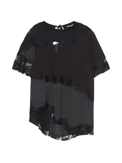 Bimba Y Lola Black Lace Patchwork T-shirt