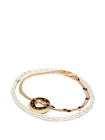Bimba Y Lola Black Logo Multi-chain Bracelet In Gold