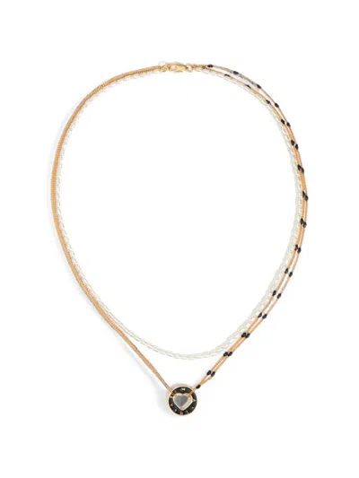 Bimba Y Lola Black Logo Multi-chain Necklace In Gold
