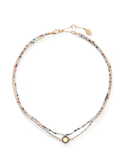 Bimba Y Lola Black Necklace With Chain And Logo Stones In Gold