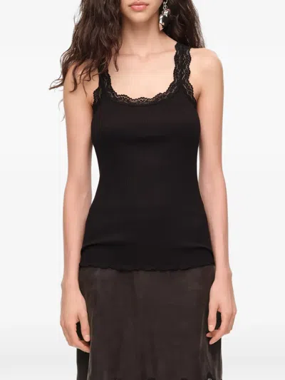 Bimba Y Lola Black Ribbed Top With Straps