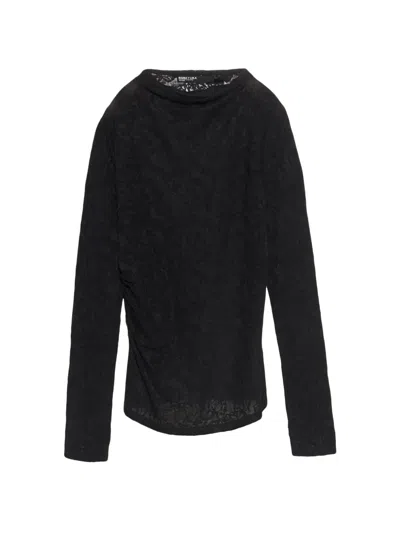 Bimba Y Lola Black Wool Jacquard T-shirt