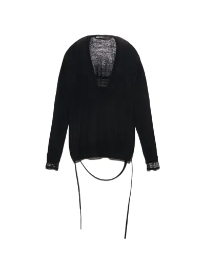 Bimba Y Lola Black Wool Sweater With V-neck