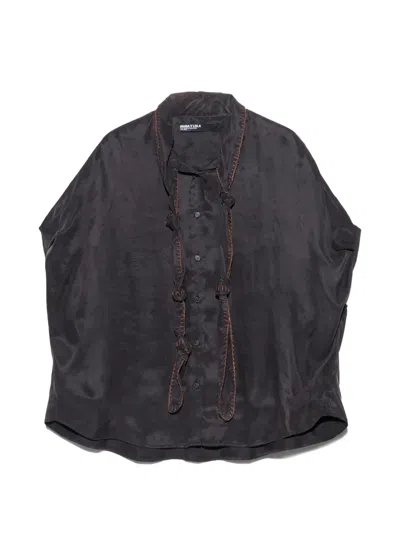 Bimba Y Lola Black-washed Cape Shirt With Knotted Neckline In Gray