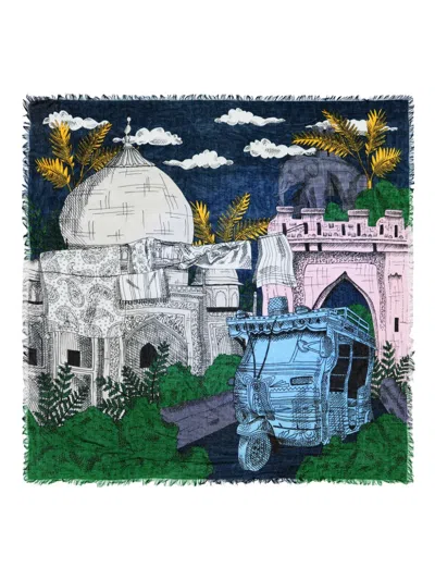 Bimba Y Lola Blue Indian City Shawl