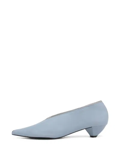Bimba Y Lola Blue Leather Low Heel Court Shoe