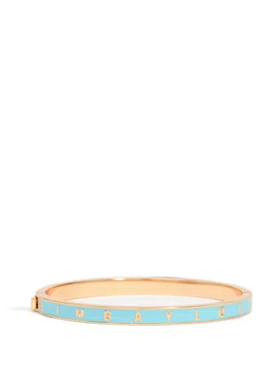 Bimba Y Lola Blue Rigid Logo Bracelet In Gold