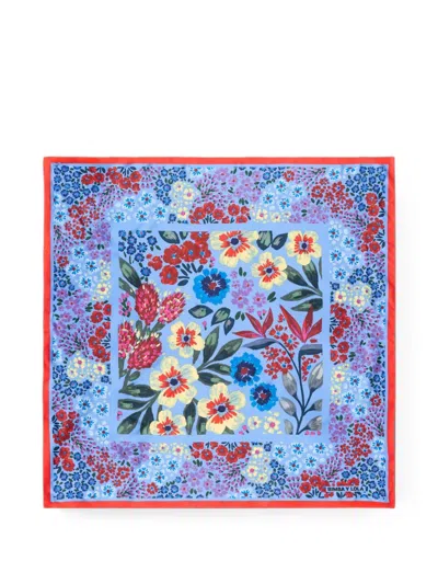 Bimba Y Lola Blue-pastel Floral Sketch Print Scarf