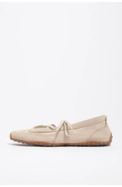 Bimba Y Lola Bone-colored Suede And Nylon 13 10 Sporty Ballerina In White