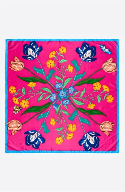Bimba Y Lola Botanical Flowers Scarf In Pink