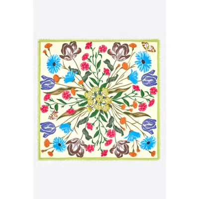 Bimba Y Lola Botanical Flowers Shawl In Green