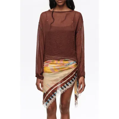 Bimba Y Lola Boxy Sweater With Metallic Beads In Brown