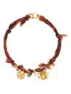 Bimba Y Lola Plaited Fabric Necklace With Metal Motifs In Red