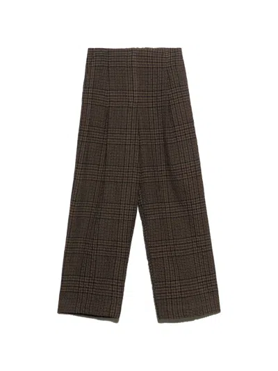 Bimba Y Lola Brown Checked Darted Straight-leg Trousers In Multi