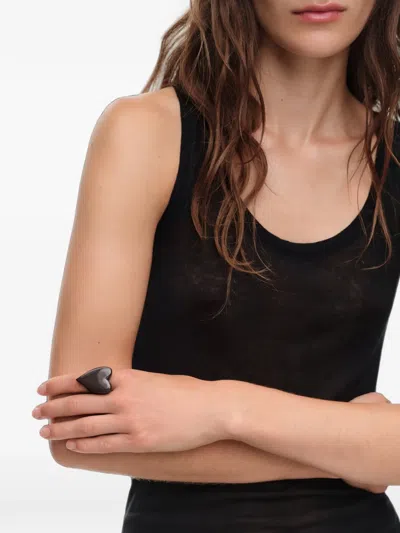 Bimba Y Lola Brown Lacquered Heart Ring