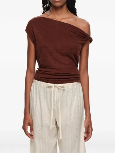 Bimba Y Lola Leinentop Mit Knoten In Burgundy