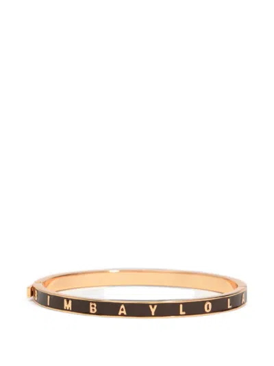 Bimba Y Lola Brown Rigid Logo Bracelet In Gold