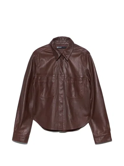 Bimba Y Lola Brown Washed Leather Shirt