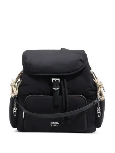 Bimba Y Lola Buckle-strap Drawstring Backpack In Black